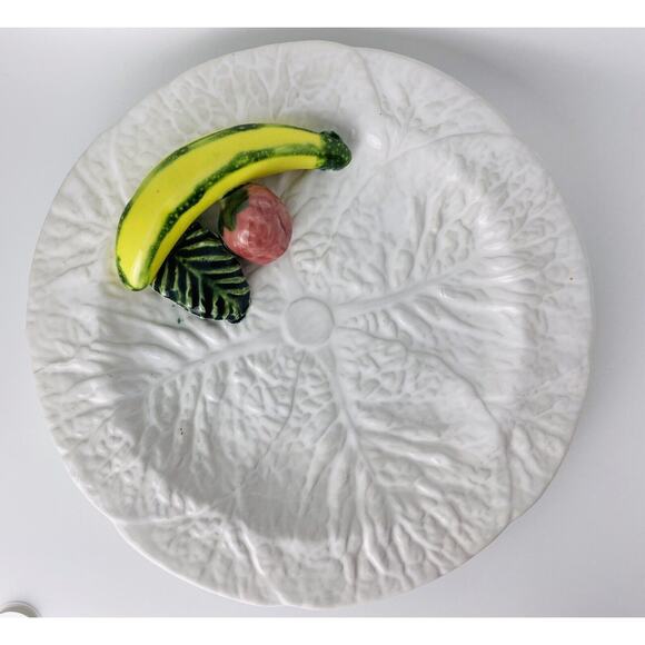 Majolica Vintage Cabbage Leaf/ 3D Fruit Plate Portugal 559 - Picture 3 of 13